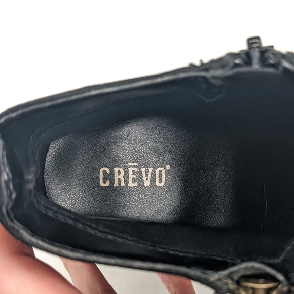 Crevo Autumn Black Leather Ankle Boots With Tassel Zipper Women's Size 8.5 - Picture 5 of 7